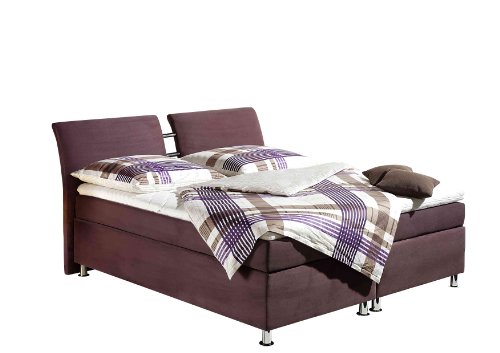 Maintal Boxspringbett Dean, 140 x 200 cm, Microvelour, Bonellfederkern Matratze H2, beere von Maintal Betten