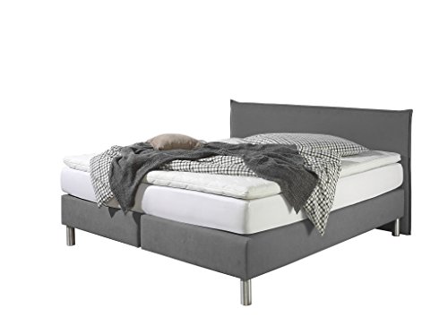 Maintal Boxspringbett Point, 100 x 200 cm, Stoff, Tonnentaschenfederkern Matratze h3, Grau von Maintal Betten