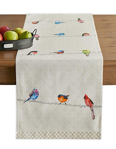 Maison d' Hermine Birdies On Wire Tischläufer, 100 % Baumwolle, für Partys, Abendessen, Feiertage, Küche, Frühling/Sommer, 37 x 230 cm von Maison d' Hermine