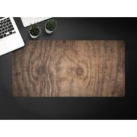 Dunkle Holz Schreibtischmatte, Brauner Tischschutz Zubehör, Braune Tastaturauflage, Plank Schreibtischunterlage von MajesticMats