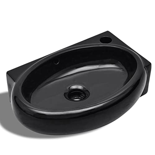 Eck-Waschbecken Keramik Hängewaschbecken Handwaschbecken, Wandwaschbecken Aufsatzwaschbecken mit Überlaufschutz und Wasserhahnloch, Schwarz 41 x 28 cm Eck-Waschbecken Keramik Hängewaschbecken Handwaschbecken, Wandwaschbecken Aufsatzwaschbecken mit Überlaufschutz und Wasserhahnloch, Schwarz 41 x 28 cm von Makastle