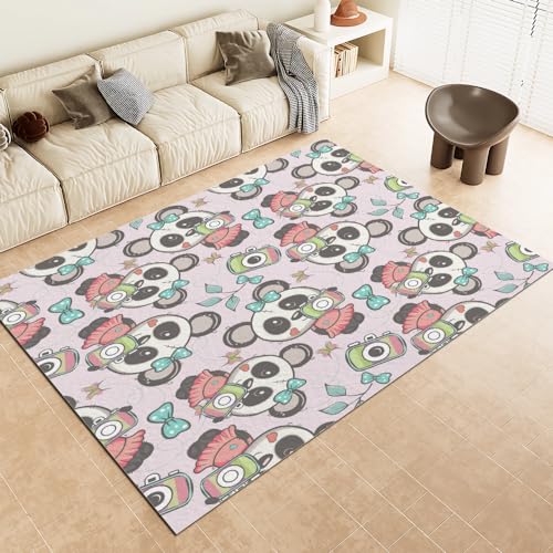 Malaoshi Teppiche Flur Läufer40x60cm, Panda Kurzflorteppich für Wohnzimmer Schlafzimmer Kinderzimmer Küche, Tiere 3D rutschfest waschbar Fußmatte von Malaoshi