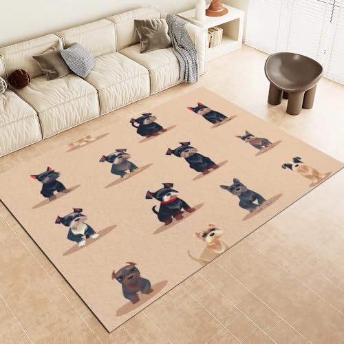 Malaoshi Teppiche Wohnzimmer120x180cm, Hund Kurzflorteppich für Flur Läufer Schlafzimmer Kinderzimmer Küche, Tiere 3D rutschfest waschbar Fußmatte von Malaoshi