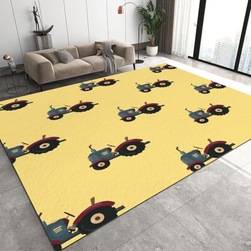 Malaoshi Teppiche Wohnzimmer180x240cm, Traktor Baufahrzeuge Kurzflorteppich für Flur Läufer Schlafzimmer Kinderzimmer Küche, Auto 3D rutschfest waschbar Fußmatte von Malaoshi