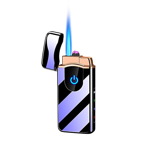 Jet Flame Fackel Feuerzeug, Dual Arc Feuerzeug 2 in 1 USB wiederaufladbare Feuerzeug, ideal für Feuer, BBQs, Feuerwerk（No Gas） (Black) von Malisseladi