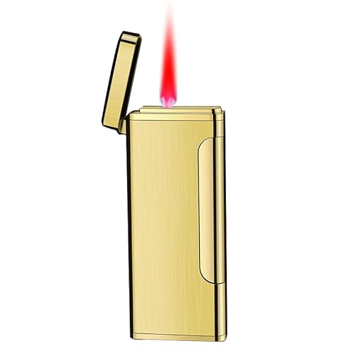 Mini Fackel Feuerzeuge Zigarren Jet Flamme Feuerzeug mit Einstellbarer Flamme Dial Portable Ultra-Thin Butan nachfüllbar Feuerzeug Großes Geschenk für Männer Geburtstag Weihnachten (Gold) von Malisseladi