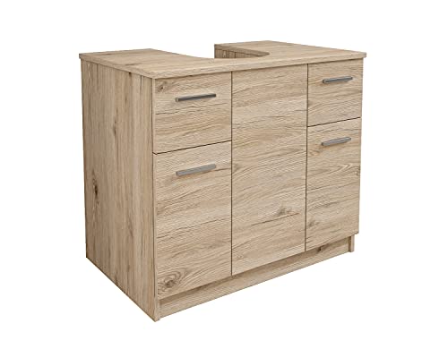 Mama Store Basis ERA113QUNA Rockabdeckung für Waschbecken, mit 2 Türen und 2 Schubladen, natürliche Eiche, Holzwerkstoff, Large von Mama Store