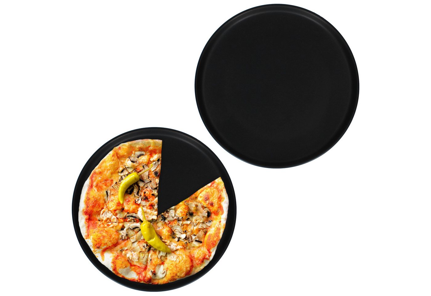 MamboCat Speiseteller 2er Set Pizzateller Nero schwarz groß Ø 31cm Grill-Platte von MamboCat