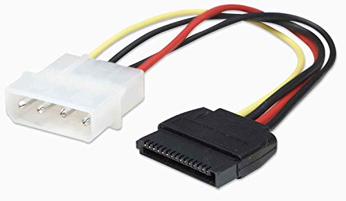 Manhattan 342766 SATA Stromkabel, 4-polig Molex-Stecker auf 15-polig Stecker, 15 cm weiß/schwarz von Manhattan