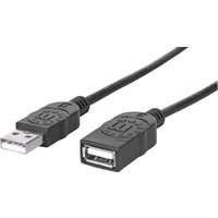 Manhattan USB-Kabel USB 2.0 USB-A Stecker, USB-A Buchse 1.00m Schwarz Folienschirm, UL-zertifiziert, von Manhattan