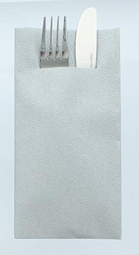 Mank Airlaid Besteckservietten Uni | 40 x 40 cm | 1/8-Falz | Premium Einweg-Serviette | saugstark | Basic | 75 Stück (Silber) von Mank GmbH