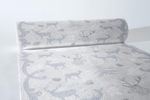 Mank Airlaid Tischläufer 40 cm x 24 m | Tischdecken-Rolle stoffähnlich | ideal für Advents- und Weihnachtsfeiern | praktische Einmal-Tischdecke | 1 Stück | Bruno (Grau-Silber) von Mank GmbH