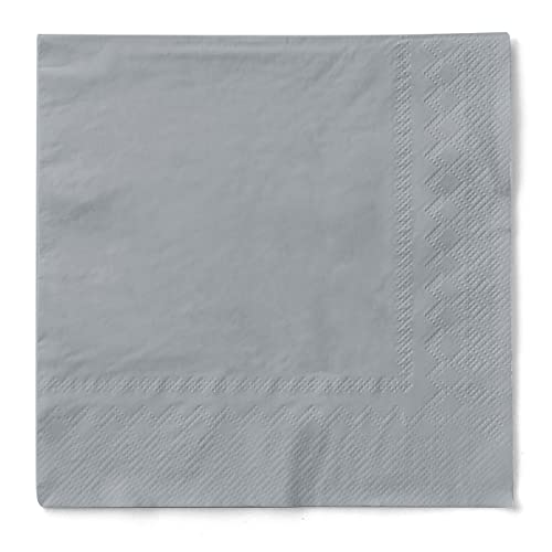 Mank Servietten aus Tissue 33 x 33 cm ¼ Falz | Kaffee Serviette | Basic | Uni | 100 Stück | praktische Einmal-Serviette für Gastronomie und Feiern | (Silber, 33 x 33 cm) von Mank