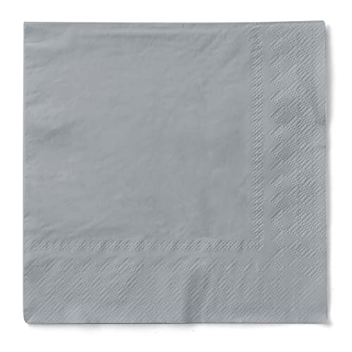 Mank Tissue-Servietten 40 x 40 cm ¼ Falz | Premium Einweg-Serviette | Dinner Serviette | Uni | Basic | 100 Stück | (Silber, 40 x 40 cm) von Mank