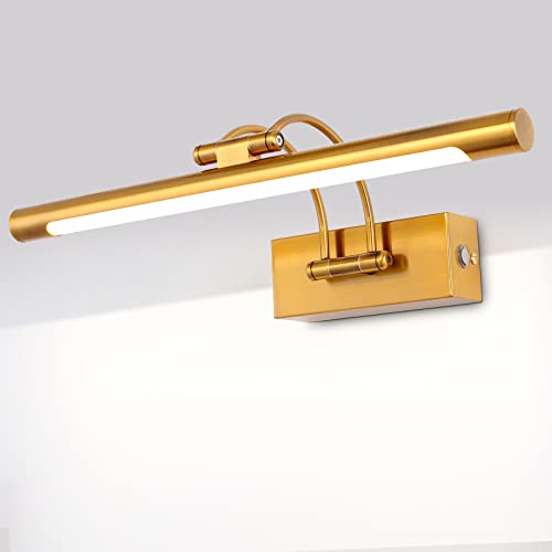 MantoLite Dimmbar Bild Wandleuchte 10W, Messing 40CM LED-Badspiegel Für Badezimmerspiegel Mit Drehbarem Lampenkopf Für Hotel Restaurant Arc Arm, Bett Leseleuchten Display Lamp 3000K/4000K/6000K von MantoLite