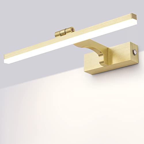 MantoLite Dimmbar Bild Wandleuchte 10w 41cm Spiegelleuchte Gold Led Waschtisch Badezimmer Wandbild Beleuchtung Fixture Verstellbarer Spiegel Bilderleuchte Leseleuchten Display Lampe 3000K/4000K/6000K von MantoLite