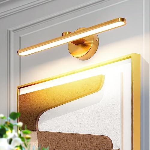 MantoLite Wandleuchte 8W, 40CM LED-Mattes Messing Bilderleuchten, LED Badezimmer Spiegel Lampen, 3000K Leselampenleuchten Am Bett, Wohnzimmer Bild Licht Schlafzimmer Beleuchtung von Wandmalereien von MantoLite