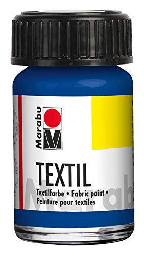 Marabu 17160005052 - Textil Stoffmalfarbe für helle Stoffe, Mittelblau 50 ml, Druckfarbe auf Wasserbasis, waschbeständig bis 60°C, Fixierung durch Bügeln o. Backofen von Marabu