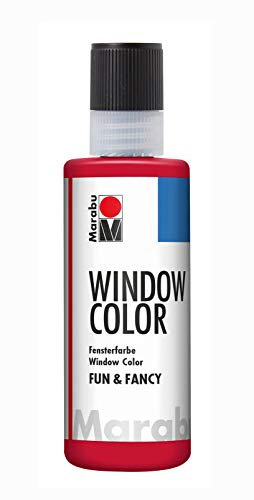 Marabu 04060004038 - Window Color fun & fancy, rubinrot 80 ml, Fensterfarbe auf Wasserbasis, ablösbar auf glatten Flächen wie Glas, Spiegel, Fliesen und Folie von Marabu