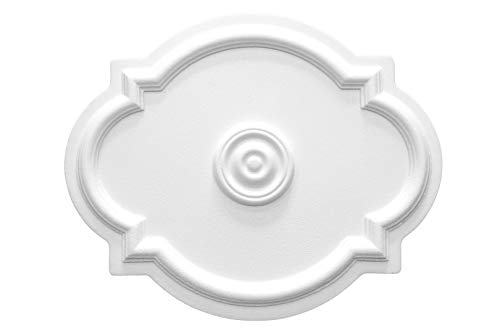 MARBET DESIGN Stuckrosette R-10, 515x420mm - Deckenrosette weiß, aus EPS Styropor, Zierelement, Stuck, Wanddeko Wohnzimmer Lampe Polystyrol Oval von Marbet Design