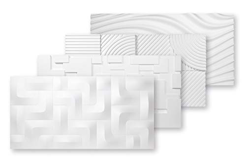Marbet Design DESIGN 3D Wandpaneele Styropor Paneele weiß 96x48x3cm Wandverkleidung Wärmedämmung (0,46m², PD-2) Akustik Wandpaneel Wandplatte Wand Deko von Marbet Design