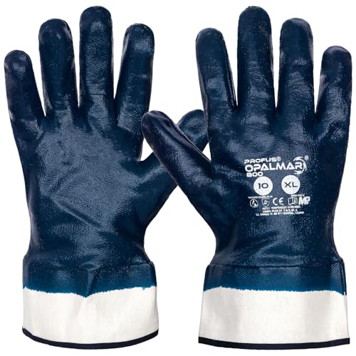 Marel 1 Paar Arbeitshandschuhe Handschuhe Berufshandschuhe Ölbeständig Blau Nitril Jersey (OPALMAR-1) XL, Gr. 10 von Marel