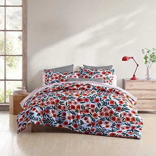 MARIMEKKO - Bettbezug-Set für Queen-Size-Bett, Baumwolle, mittelschwer und Knopfverschluss (Ruukku-Blau, Queen) von Marimekko