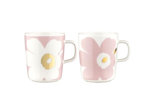 Marimekko Oiva/Juhla Unikko Mug 2,5 dl 2pcs, White, lt.pink, Gold Marimekko Oiva/Juhla Unikko Mug 2,5 dl 2pcs, White, lt.pink, Gold von Marimekko