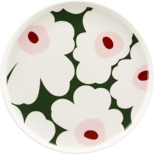 Marimekko Oiva/Unikko Plate 20 cm, White, dk.Green, lt.pink Marimekko Oiva/Unikko Plate 20 cm, White, dk.Green, lt.pink von Marimekko