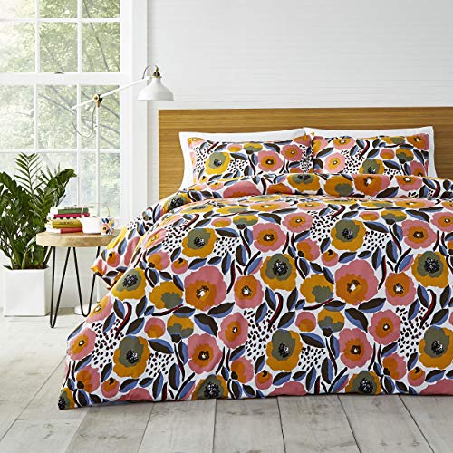 Marimekko - Queensize-Bettbezug-Set, Baumwoll-Perkal-Bettwäsche mit passenden Kissenbezügen und Knopfverschluss, Ganzjahres-Heimdekoration (Rosarium-Pink, Queen-Size-Bett) von Marimekko