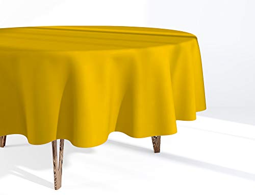 Market-Alley Tischdecke Tischwäsche Pflegeleicht Tischtuch Tischdekoration Tafeltuch Uni einfarbig rund (105 Gelb ; rund 140cm) von Market-Alley