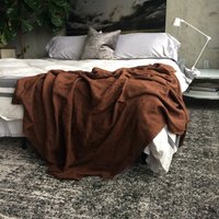 xl True Brown Leinen Überwurf - Feste Braune Decke 100% Flachs Wohnzimmer & Schlafzimmer Weiche Bettwäsche Hergestellt Auf Bestellung in Den Usa von MarketLinen