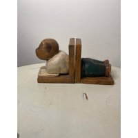 Vintage Bären Holz Figur Buchstützen von MarketOfLondon
