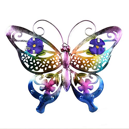 Marooma Metall-Schmetterling-Wandkunst, lebendige, handgefertigte 3D-Hohl-Schmetterlings-Wandskulptur, dekorative Wandkunst, Hängeornament für Gartenzaun, Terrasse, Wohnzimmer-Dekor von Marooma