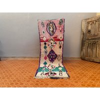 Berber Bouchrouite Läufer - 2, 6 X 2, 2 Fuß Teppich Flur Handgemachter Eingangsbereich Bunter Boho Vintage von Marrakechology