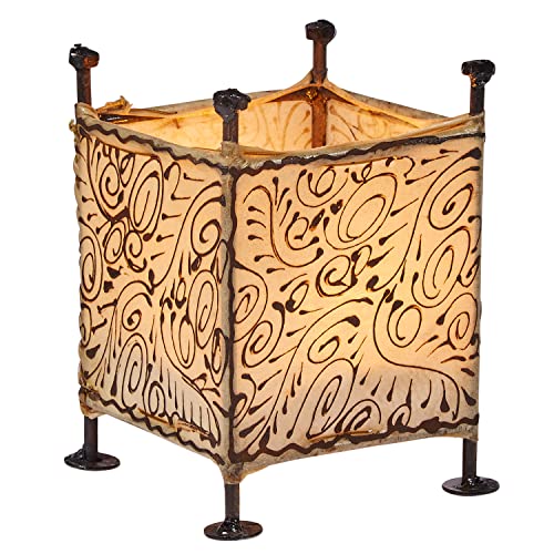 Windlicht Kerzenhalter orientalisch Budur Natur 15cm | Orientalische Vintage Teelichthalter | Marokkanische Windlichter aus Leder als Dekoration von Marrakesch Orient & Mediterran Interior