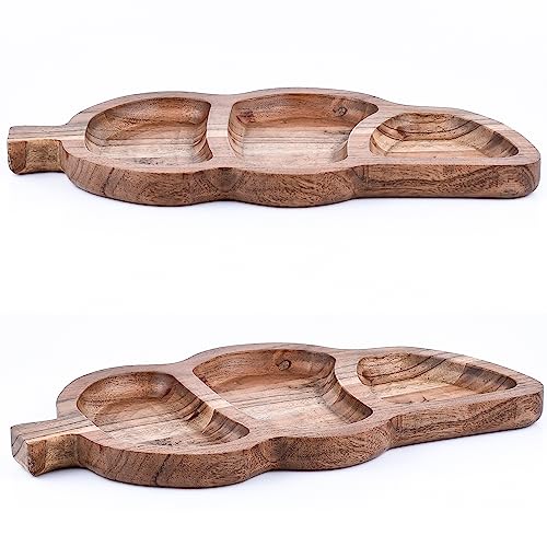 Marrakesch 2er Set Ring Schale Servierschale aus Holz 35x15cm lang | Schmuckschale für Schminktisch | Schlüsselschale Nussschale Leaf modern als Tischdeko Deko Aesthetic von Marrakesch Orient & Mediterran Interior