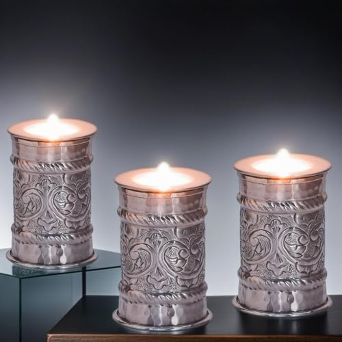 Marrakesch 3er Set Orientalische Teelichthalter aus Aluminium 9,5cm | Marokkanische Kerzenhalter Doha -3- als Deko von Marrakesch Orient & Mediterran Interior