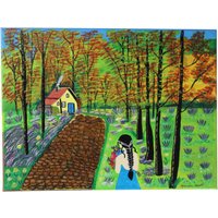 Original Gemälde | Mädchen Mit Blumen Landschaft Kunst Lavendelbäumchen Wanddekoration Wohnkultur Perfektes Geschenk von MarsArtTreasures