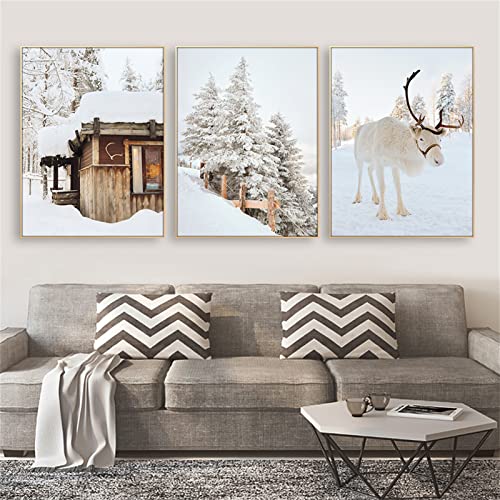 Martin Kench 3er Poster Set, Premium Winter-Schnee-Szene Bilder,Ohne Rahmen Print Kunstposter,Wandbilder Stilvolle Home Deko für Wohnzimmer Schlafzimmer (30x40cm) von Martin Kench