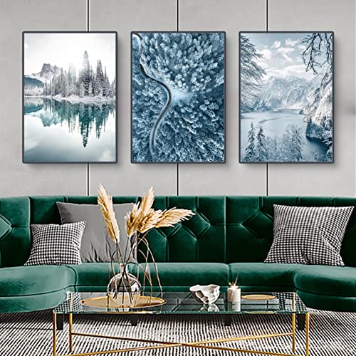 Martin Kench 3er Premium Poster Set, Modern Winter-Schnee-Szene Bilder,Ohne Rahmen Print Kunstposter,Wandbilder für Wohnzimmer Schlafzimmer (C,30x40cm) von Martin Kench