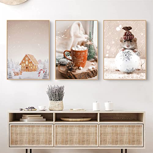 Martin Kench 3er Weihnachts-Poster Set, Winter Bilder, Wandkunst Wandbilder Modern Wanddeko für Wohnkultur, Ohne Rahmen (B,30x40cm) von Martin Kench