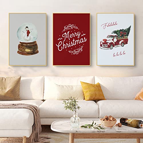 Martin Kench 3er Weihnachts-Poster Set, Winter Bilder, Weihnachtsbaum Schneemann Wandkunst Wandbilder Modern Wanddeko für Wohnkultur, Ohne Rahmen (B,40x50cm) von Martin Kench