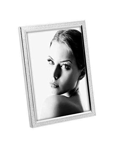 Mascagni - Bilderrahmen aus versilbertem Metall mit weißem Glitter – Fotogröße 15 x 20 cm von Mascagni