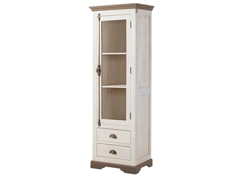 MASSIVMOEBEL24.DE | Toulouse Vitrine aus Massivholz #102 | aus Mangoholz - weiß, lackiert | 2 Schubladen - 4 Fächer| 65x45x190 cm | Schrank Glasvitrine Hochschrank | Landhausstil MASSIVMOEBEL24.DE | Toulouse Vitrine aus Massivholz #102 | aus Mangoholz - weiß, lackiert | 2 Schubladen - 4 Fächer| 65x45x190 cm | Schrank Glasvitrine Hochschrank | Landhausstil von MASSIVMOEBEL24.DE