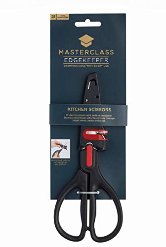MASTER CLASS MCEKSCIBLK EdgeKeeper Kitchen Scissors with Sharpener Sheath, Stainless Steel, Black von Master Class