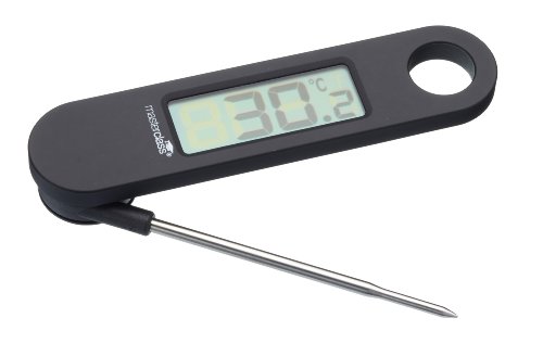 MasterClass Digitales Fleischthermometer aus Edelstahl, Schwarzes Grillthermometer mit Digitaler LCD-Anzeige, Kabellos, Bratenthermometer, Batteriebetrieben, 12 x 3 x 2 cm von Master Class