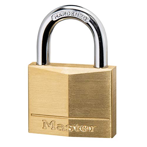 Master Lock 140EURD Schlüssel Vorhängeschloss aus Massivmessing, Gold, 6 x 4 x 1,3 cm von Master Lock