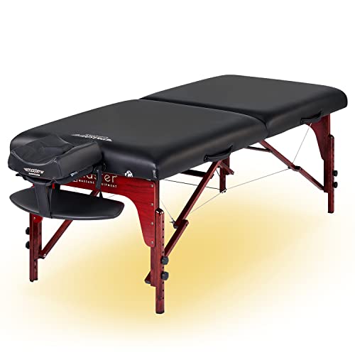 Master Massage Montclair Mobil Massageliege Reiki Kosmetikliege Therapiebett Klappbar mit Ambiente Beleuchtung Holz 71cm Schwarz von Master Massage