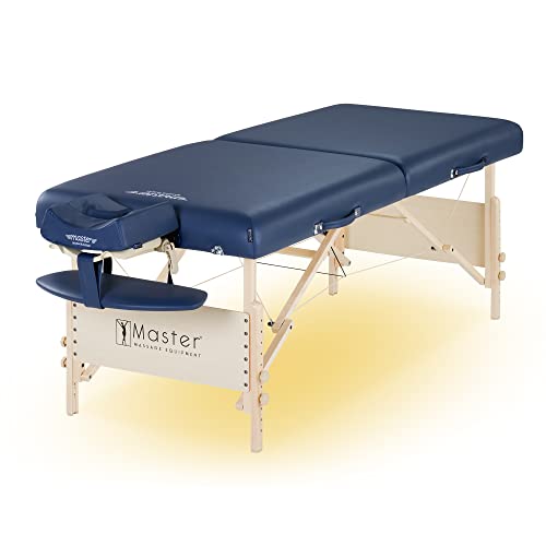 Master Massage Coronado Mobile Massageliege Kosmetikliege Behandlungsliege Therapiebett Massagebank Klappbar mit Ambiente Beleuchtung Holz, Königsblau, 76 cm von Master Massage